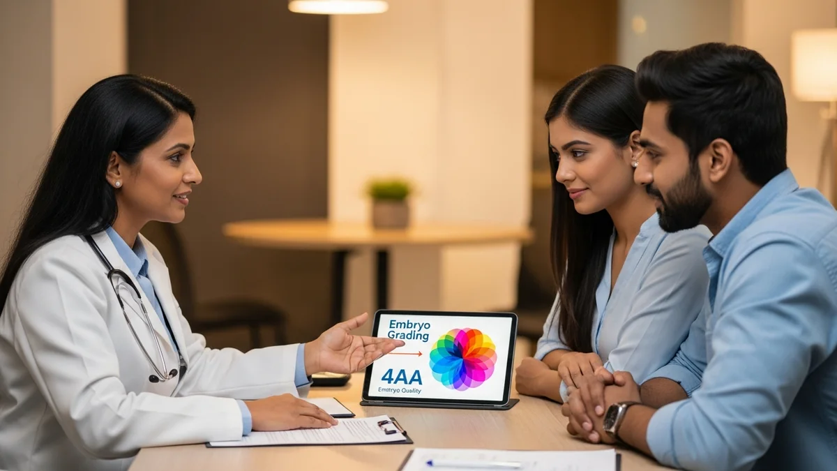Couple consulting with a female fertility specialist about 4aa embryo success rate: clinical answer