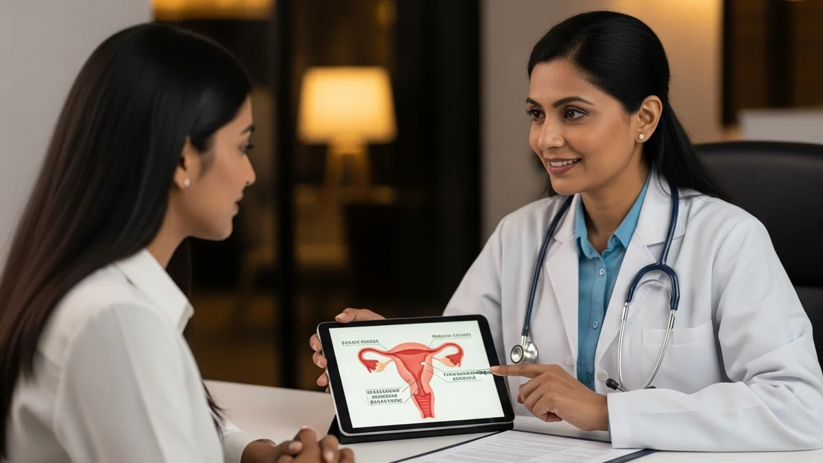 Doctor discussing bulky uterus: causes, symptoms & treatment with a young woman
