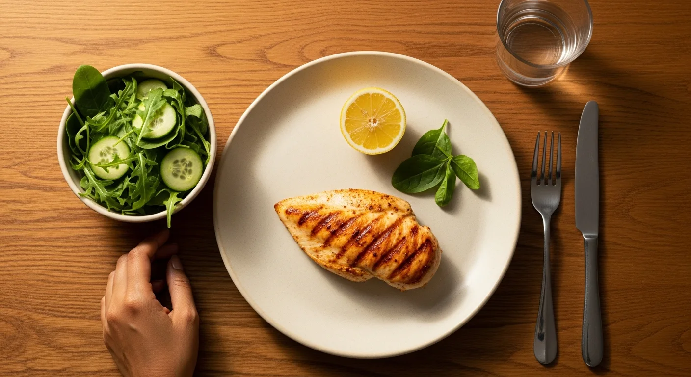 A top-down editorial food photograph related to: chicken safe during pregnancy? facts & tips