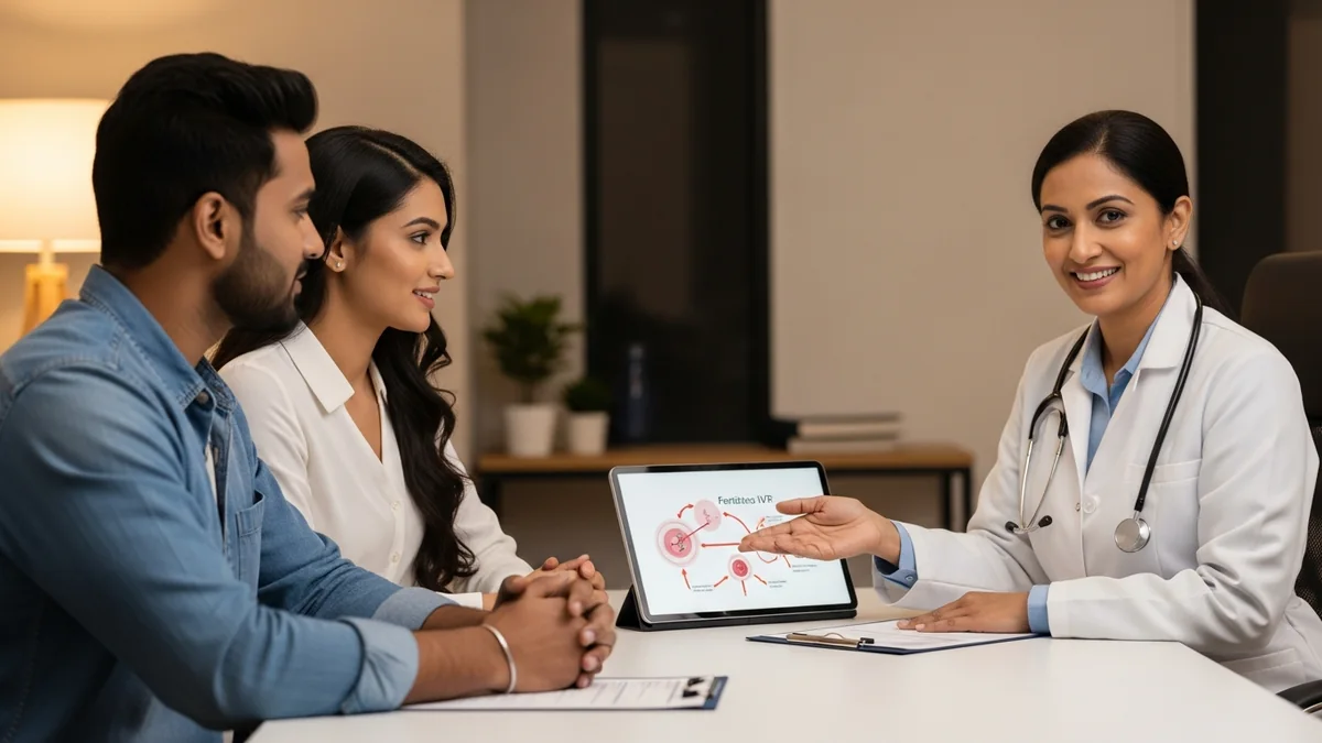 Couple consulting with a female fertility specialist about ivf vs test tube baby: are they the same?