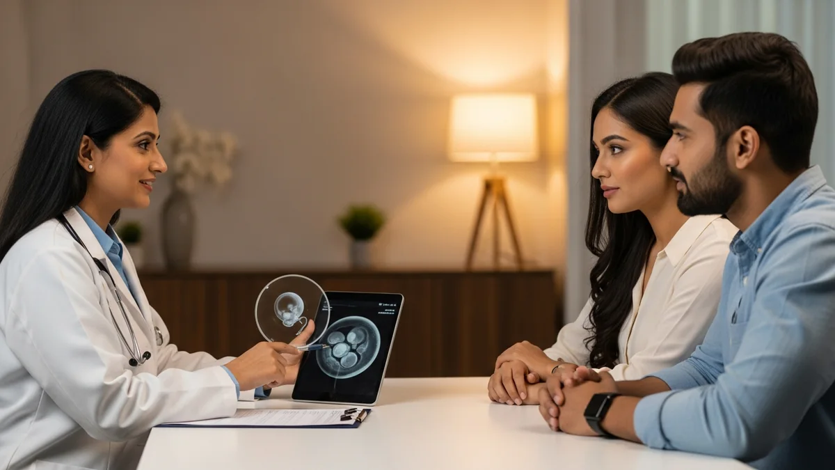 Couple consulting with a female fertility specialist about embryo grading explained