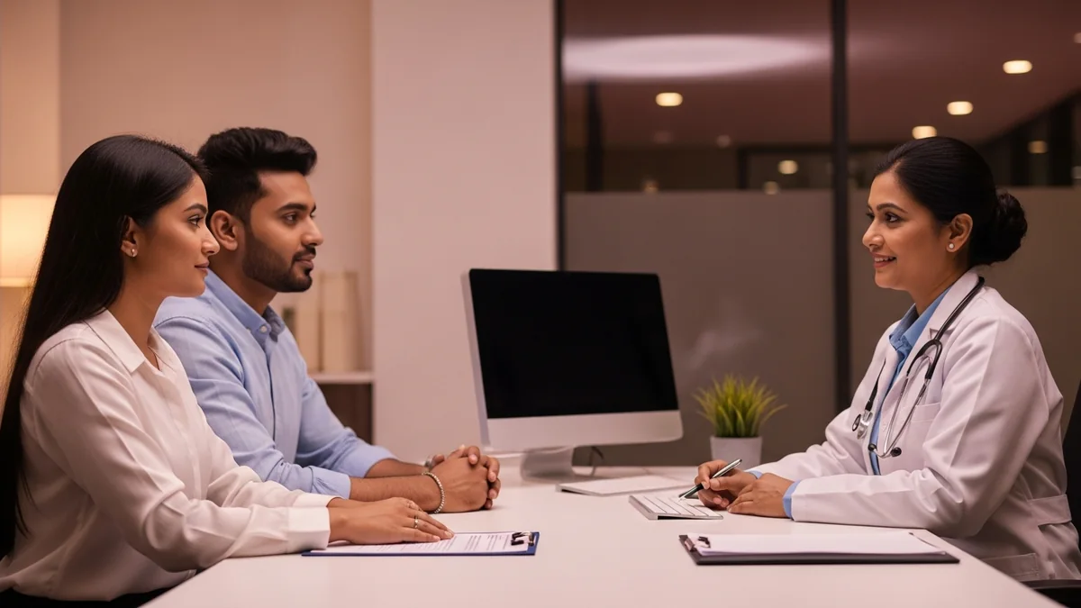 Couple consulting with a female fertility specialist about frozen embryo transfer (fet) explained
