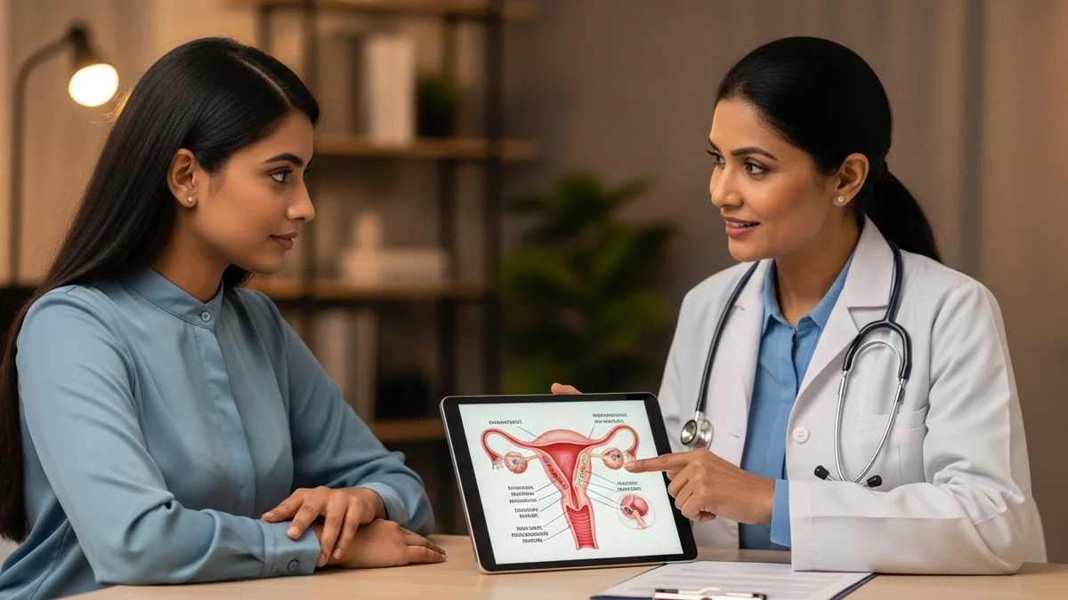 Doctor discussing hormonal imbalance & infertility with a young woman