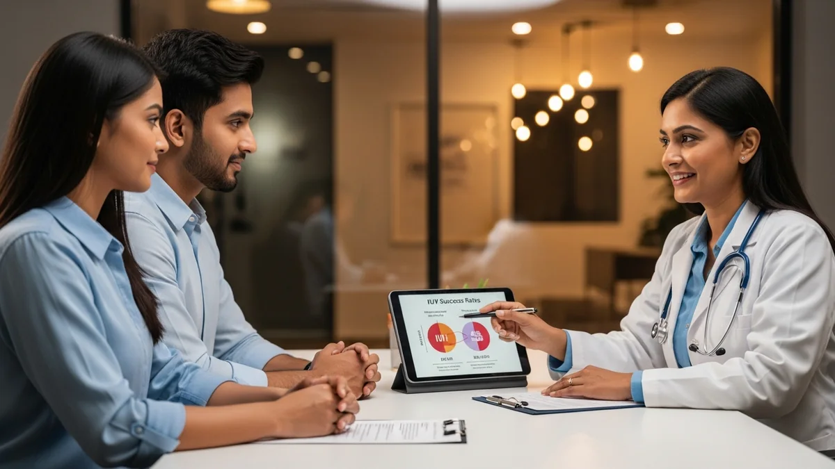 Couple consulting with a female fertility specialist about how many iui cycles before ivf?