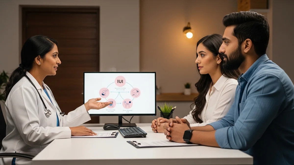 Couple consulting with a female fertility specialist about is iui painful? what to expect