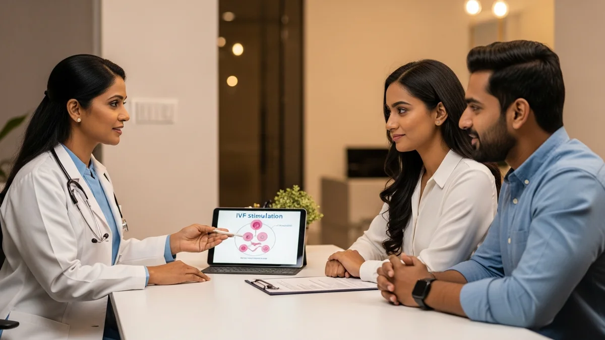 Couple consulting with a female fertility specialist about ivf stimulation protocol: what to expect