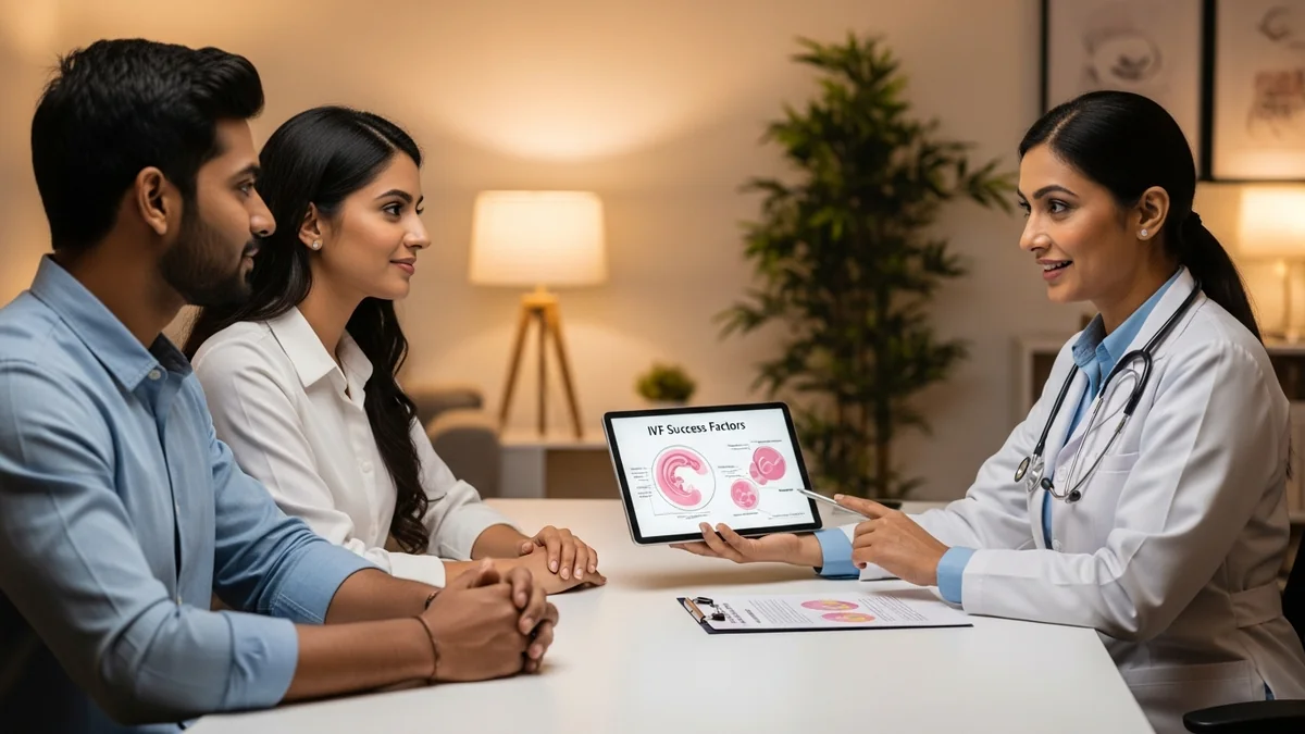 Couple consulting with a female fertility specialist about ivf success rate: honest guide