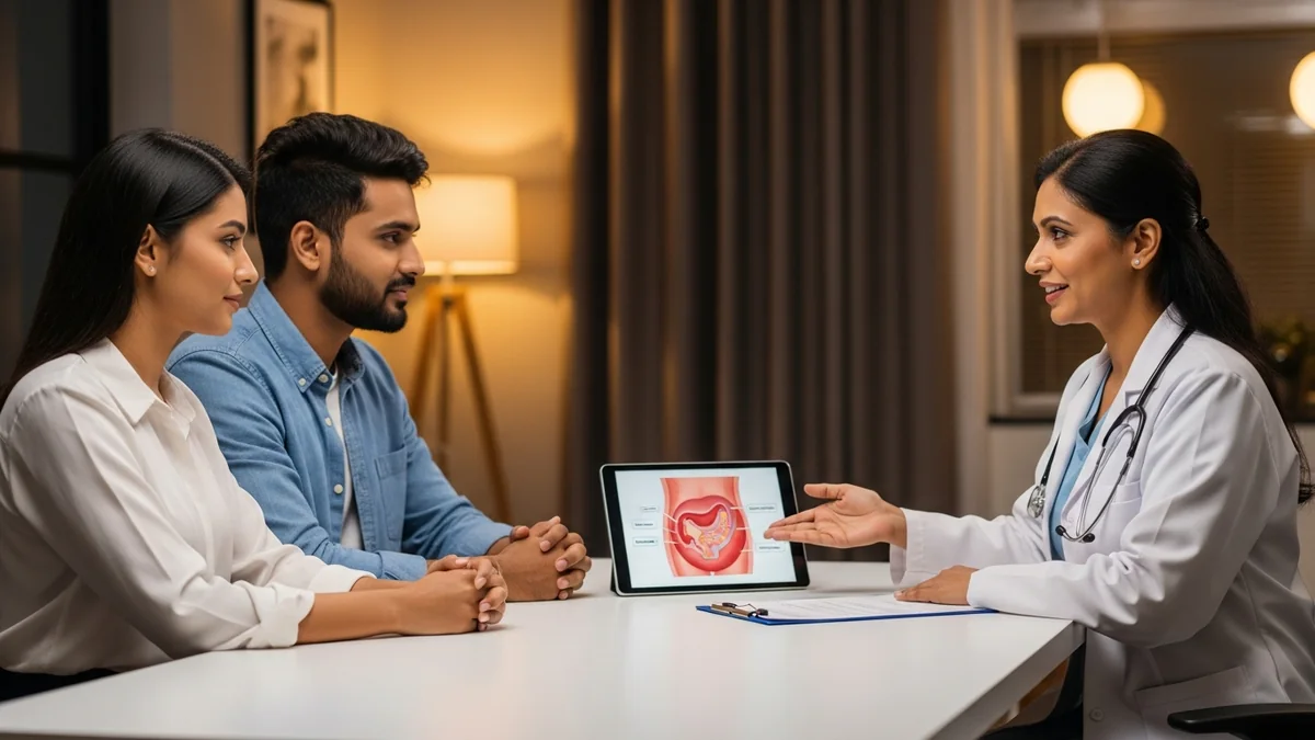 Couple consulting with a female fertility specialist about laparoscopy cost in chennai: what to expect