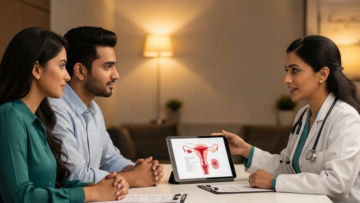 Couple consulting with a female fertility specialist about laparoscopy: is it needed for infertility?