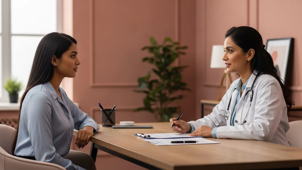 Doctor discussing pcos diet for fertility: what to eat & avoid with a young woman