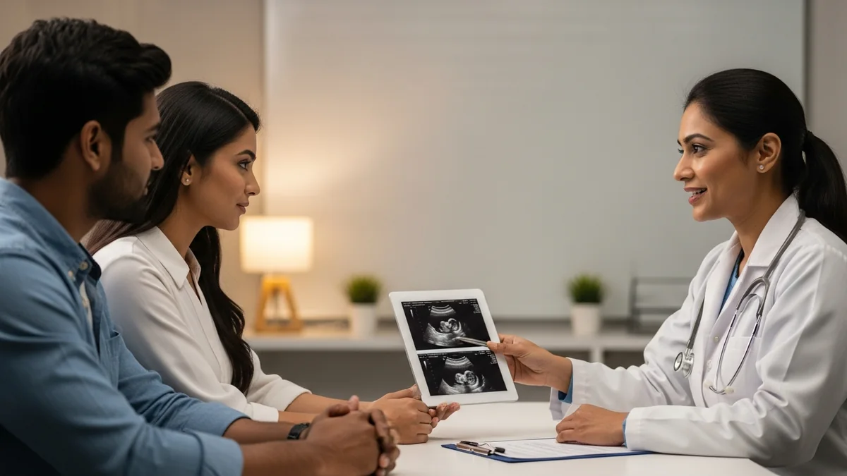Couple consulting with a female fertility specialist about pregnancy after ivf: what to expect