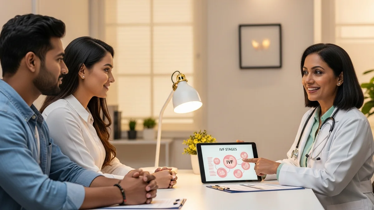 Couple consulting with a female fertility specialist about test tube baby cost in chennai: 2026 pricing guide