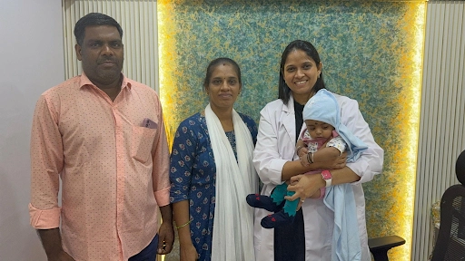 Family celebrating new arrival