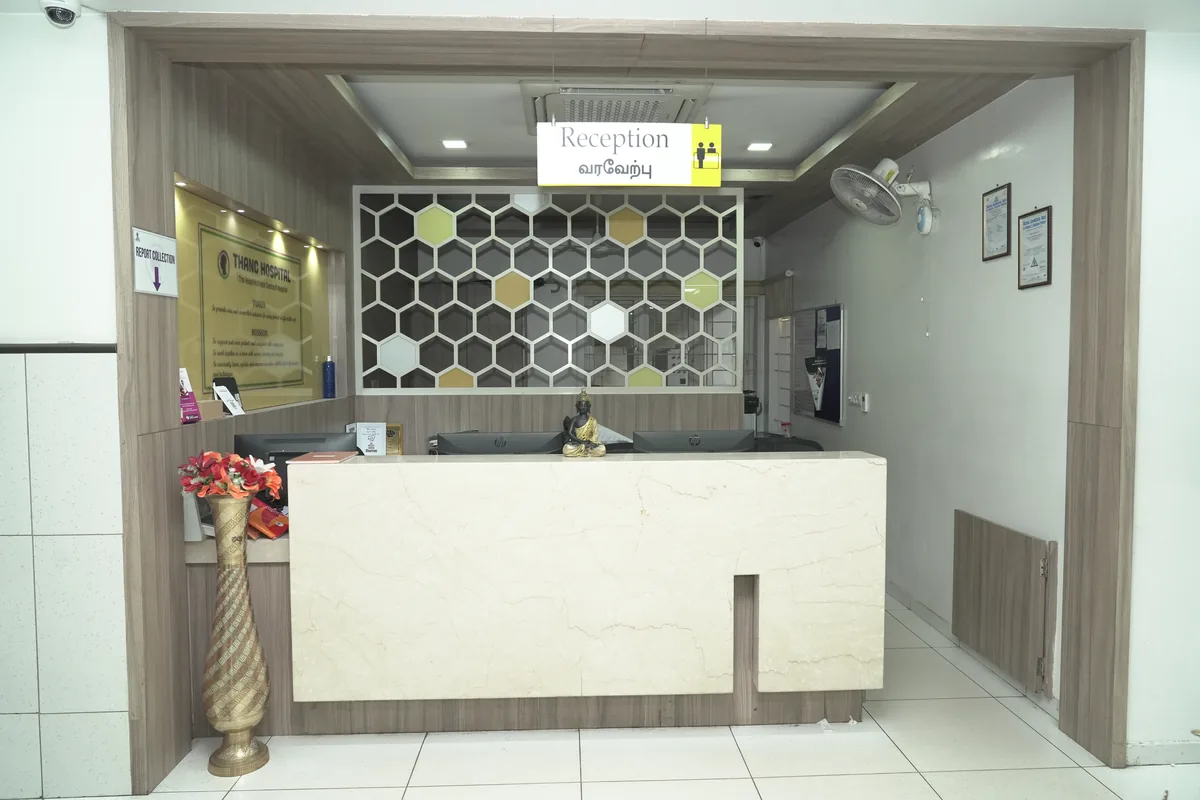 Reception at Dr. Rukkayal's Kilpauk fertility centre, Chennai