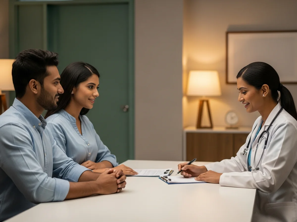 Expecting mother at an antenatal checkup with her doctor in Chennai