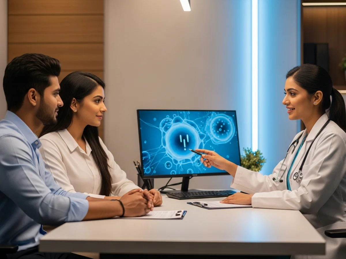 Couple consulting fertility doctor about ICSI treatment in Chennai
