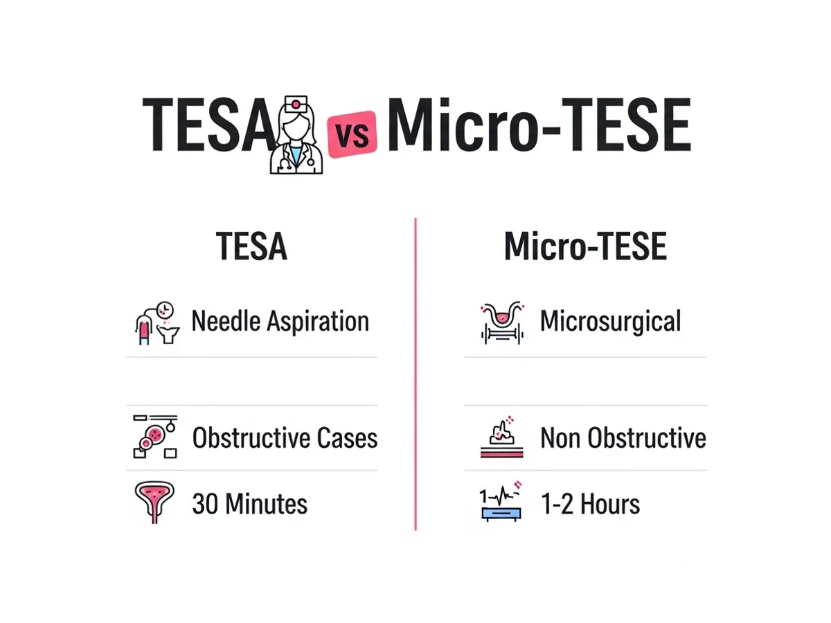 TESA versus Micro-TESE comparison — needle aspiration vs microsurgical extraction